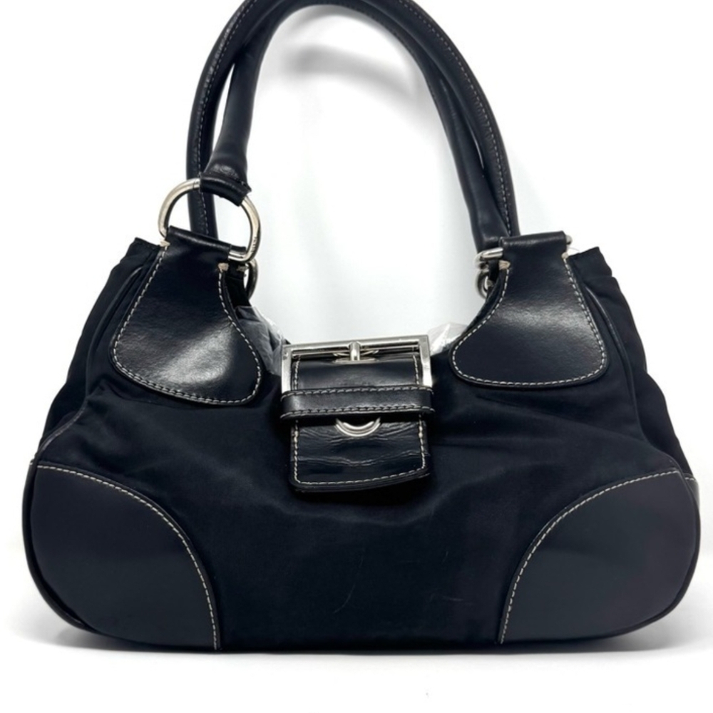 Prada Black Shoulder Bag with Silver Accents